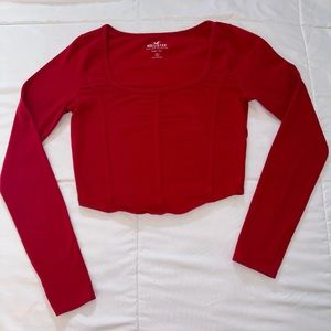 Red long sleeve Hollister top